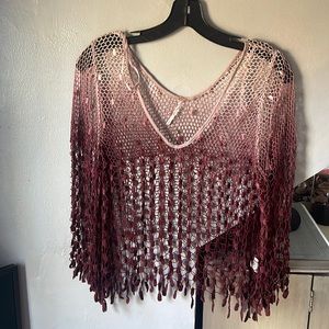 Free People shirt ombré pink and red